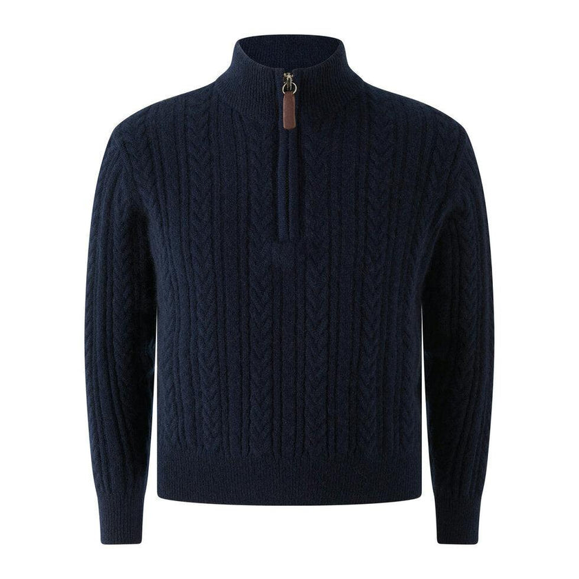 Navy Cashmere Half Zip Sweater