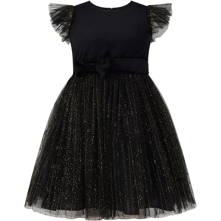 Wednesday Velvet & Glitter Tulle Party Dress