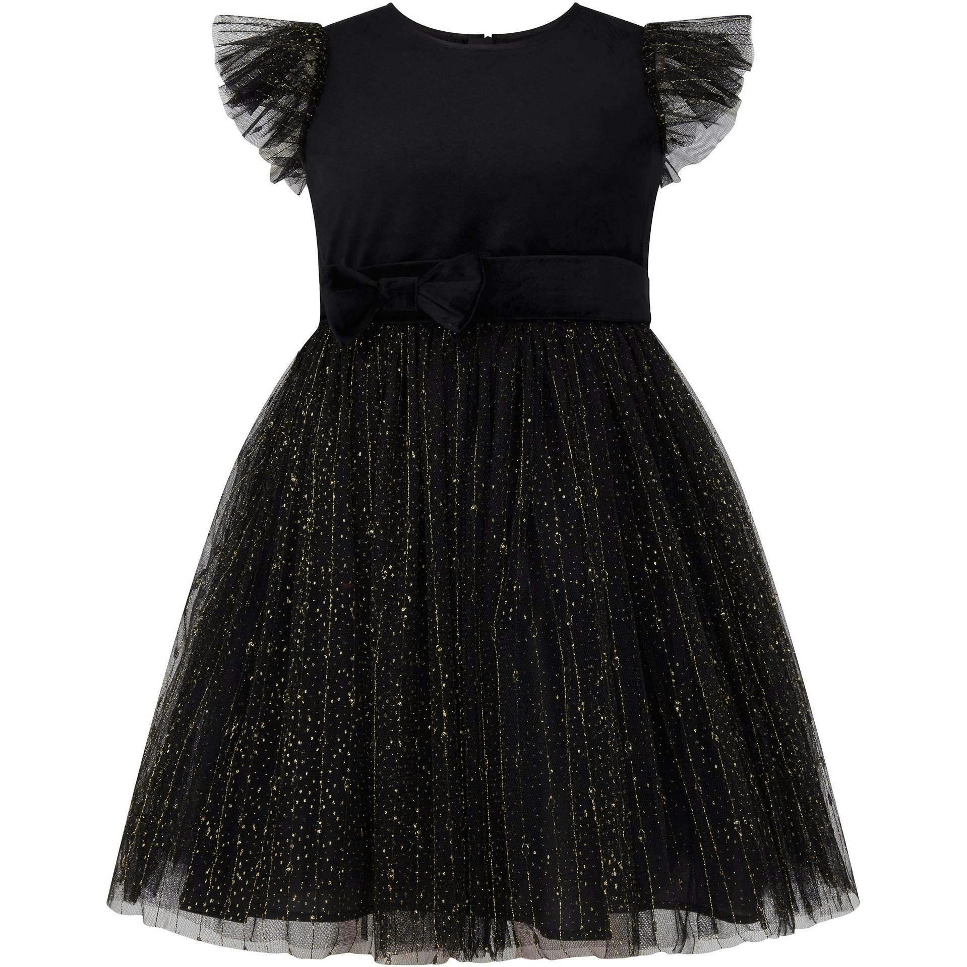 Wednesday Velvet & Glitter Tulle Party Dress
