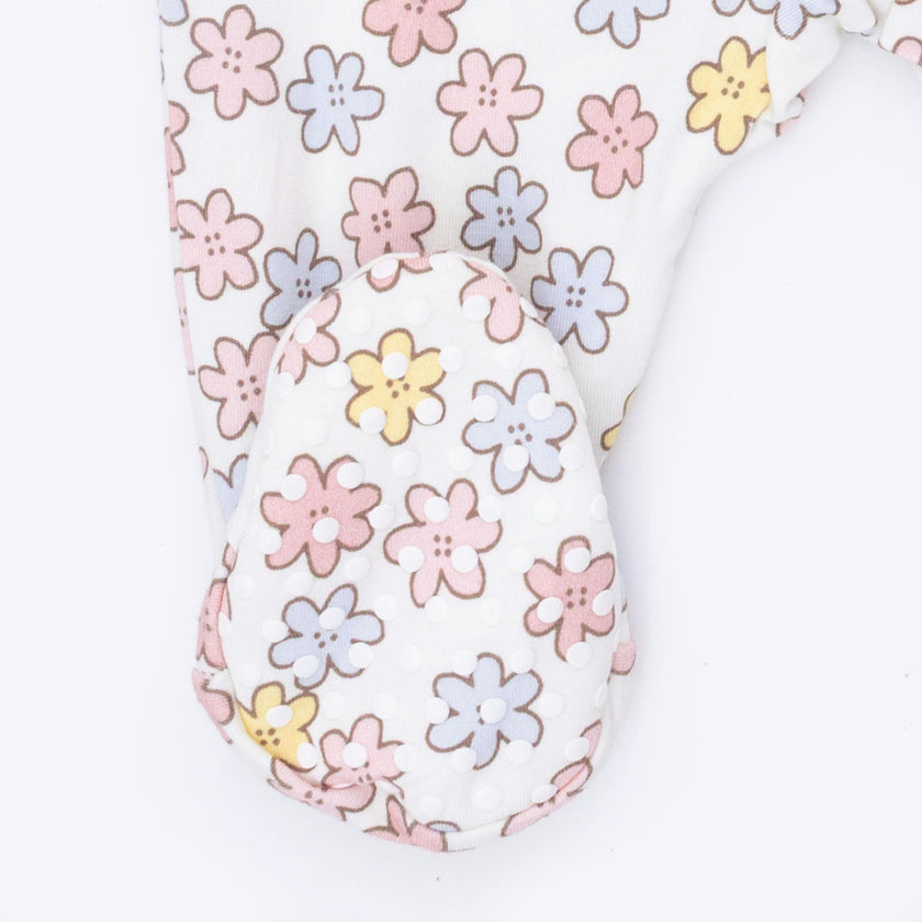 Sarah Floral - 2 Way Ruffle Back Zipper Footie