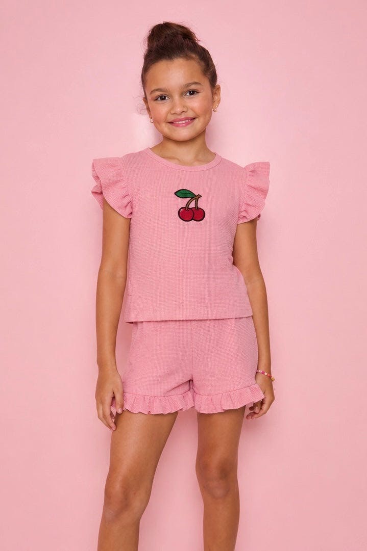 Ruffle Cherry Short Set