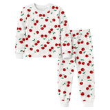 Kids and Toddlers Girls Cherries Long Sleeve Snug Fitted Soft Pajamas Set