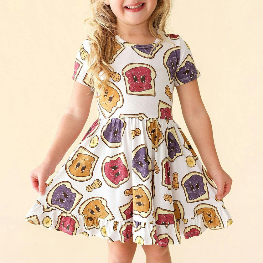 Peanut Butter Jelly Time Ruffled Twirl Dress
