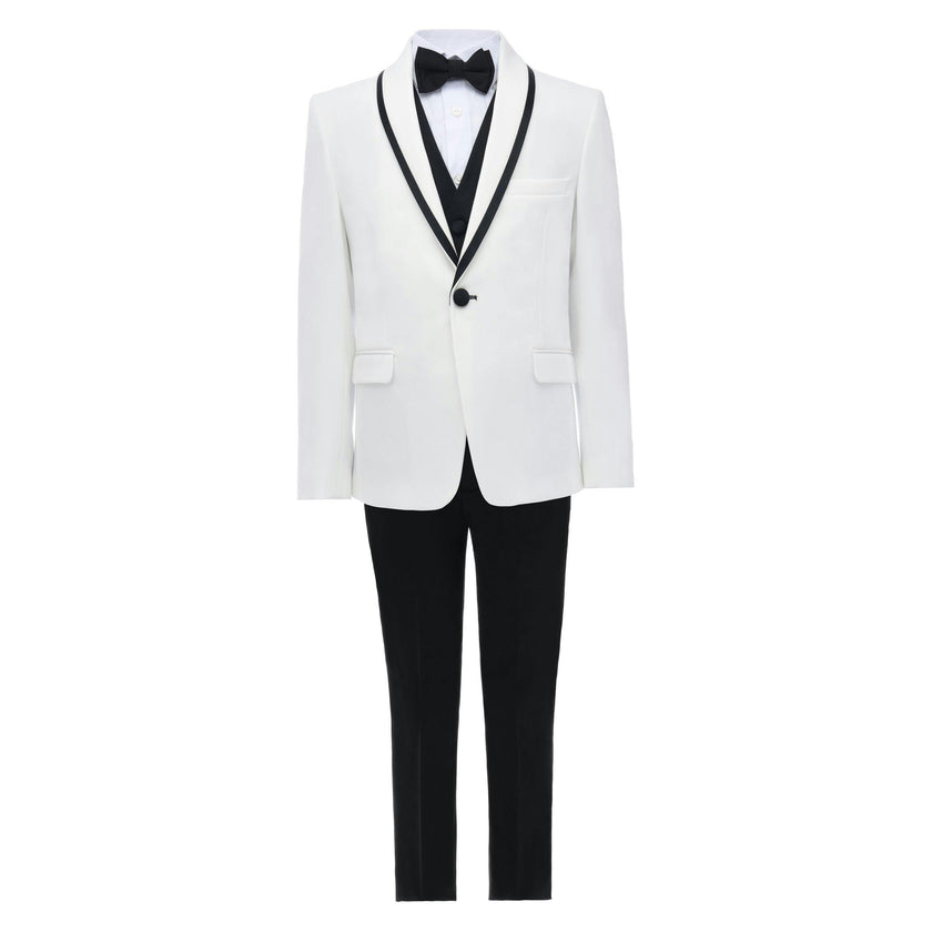 White Suit Set with Black Accents