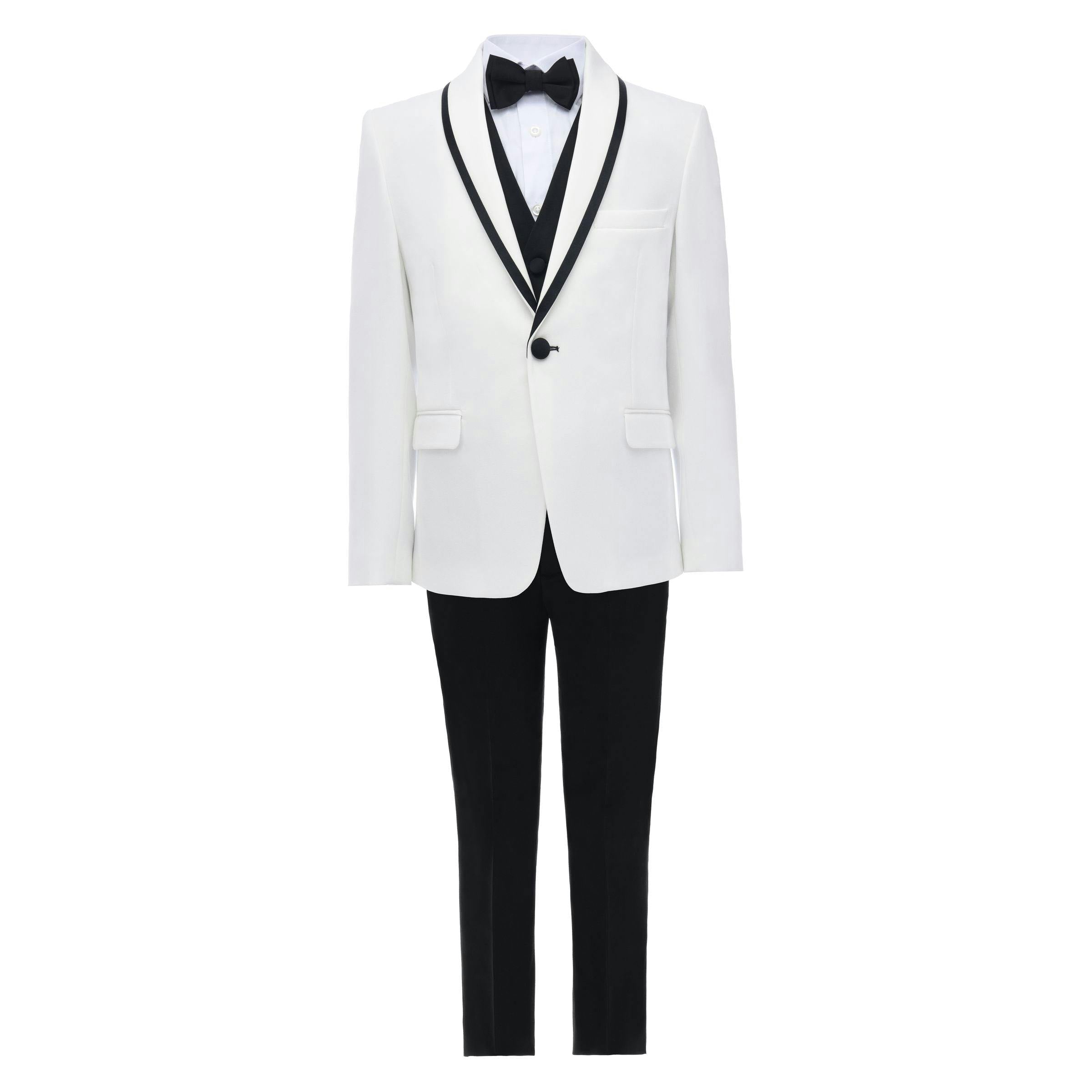 White Suit Set with Black Accents
