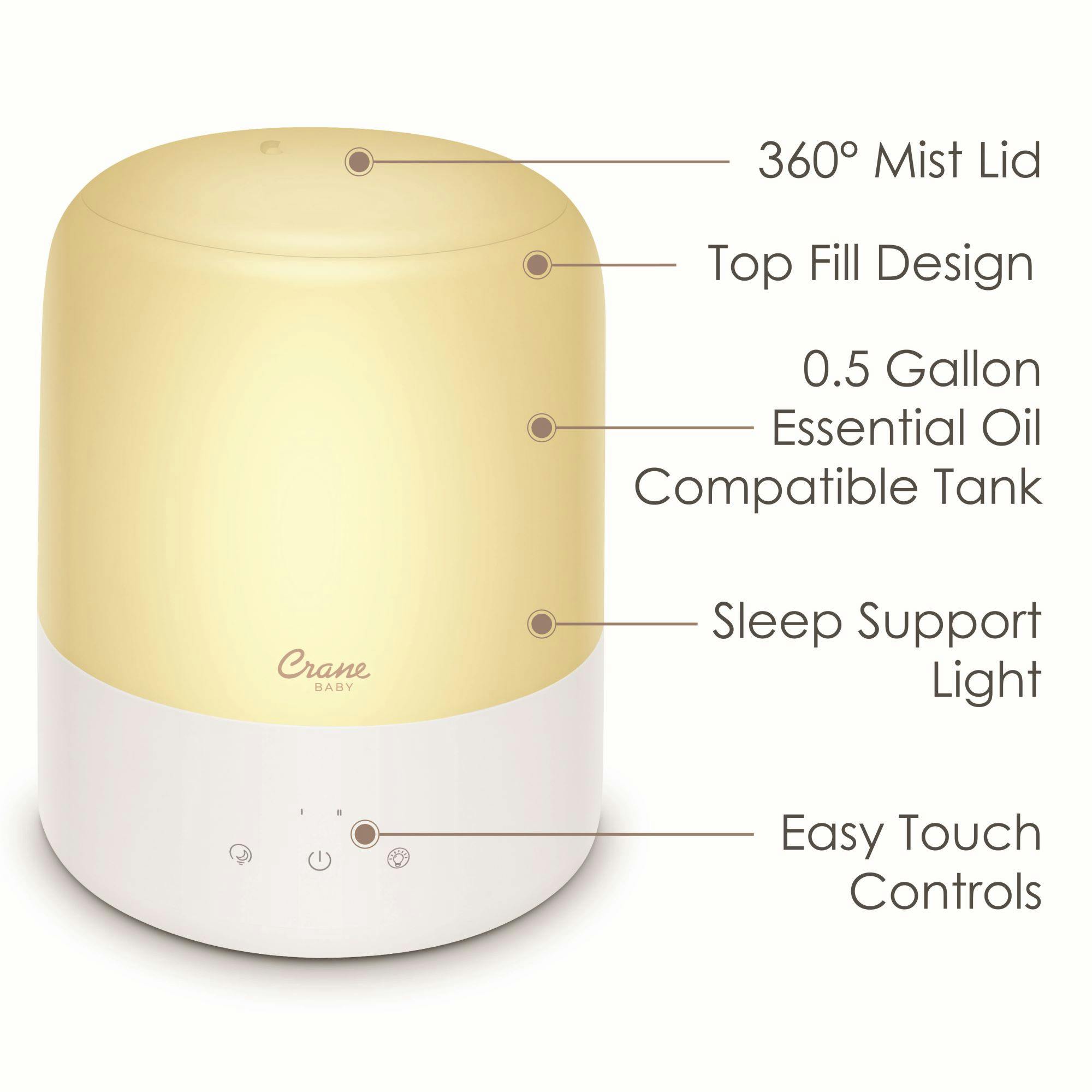 3-in-1 Humidifier for Baby Nursery, 0.5 Gal., Sleep Support Night Light & Aroma Diffuser