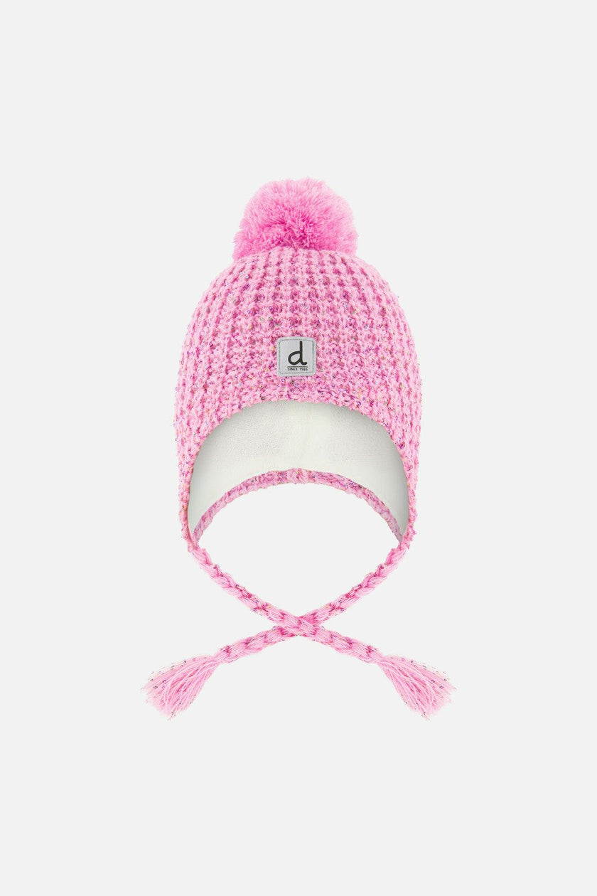 Baby Winter Peruvian Knit Hat with Pompom Pink