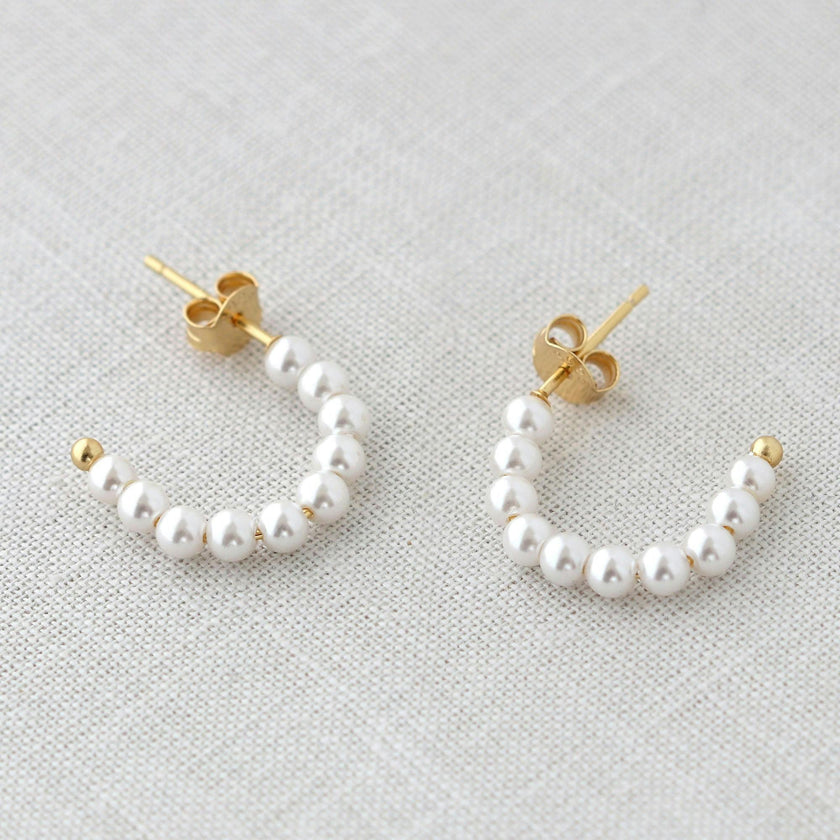 Freshwater Pearl Huggie Post Hoop Earrings
