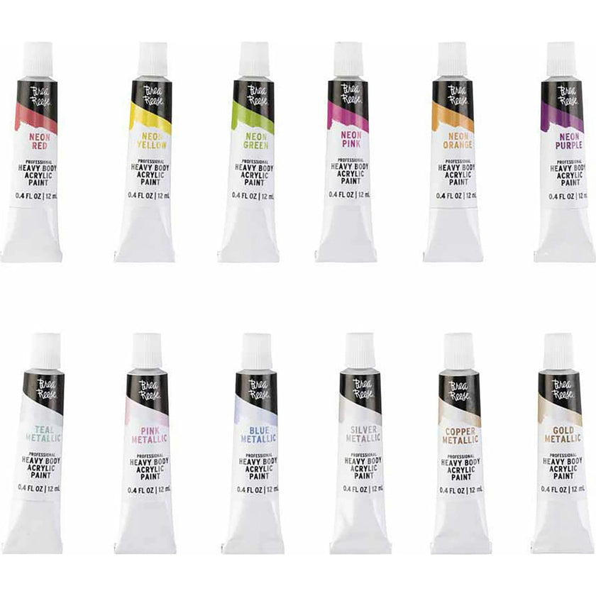 Professional Heavy Body Acrylic: Neon & Metallic - 12ct