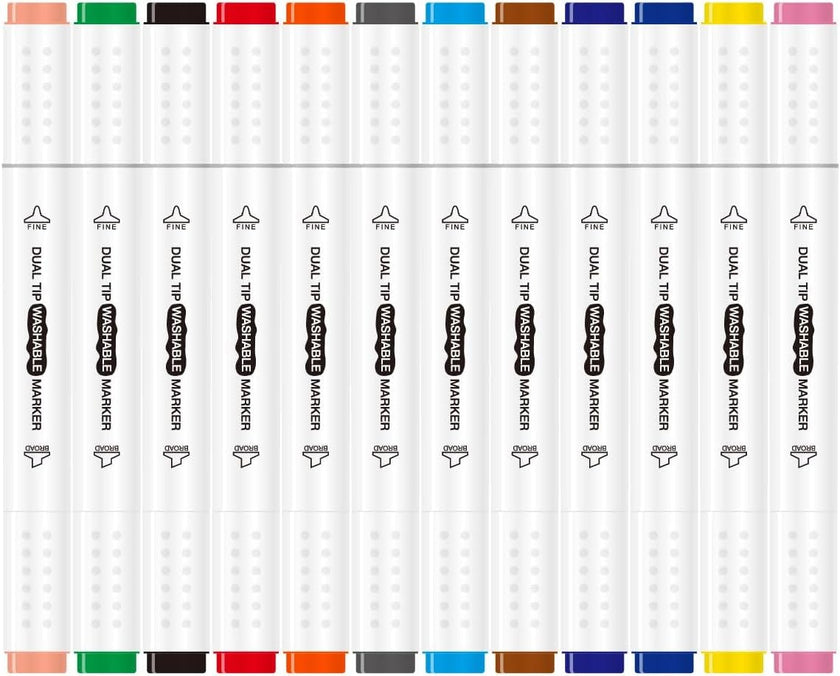 Sleepah 12 Washable Markers for Air Brush Set (SL190) & Drawing with Chisel Tips (12 Markers)