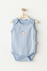 Beige and Blue Dino Bodysuits