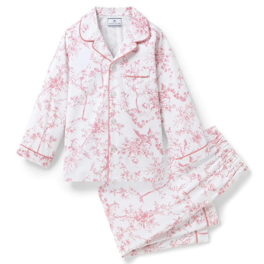 Kid's Twill Pajama Set in Pink Timeless Toile