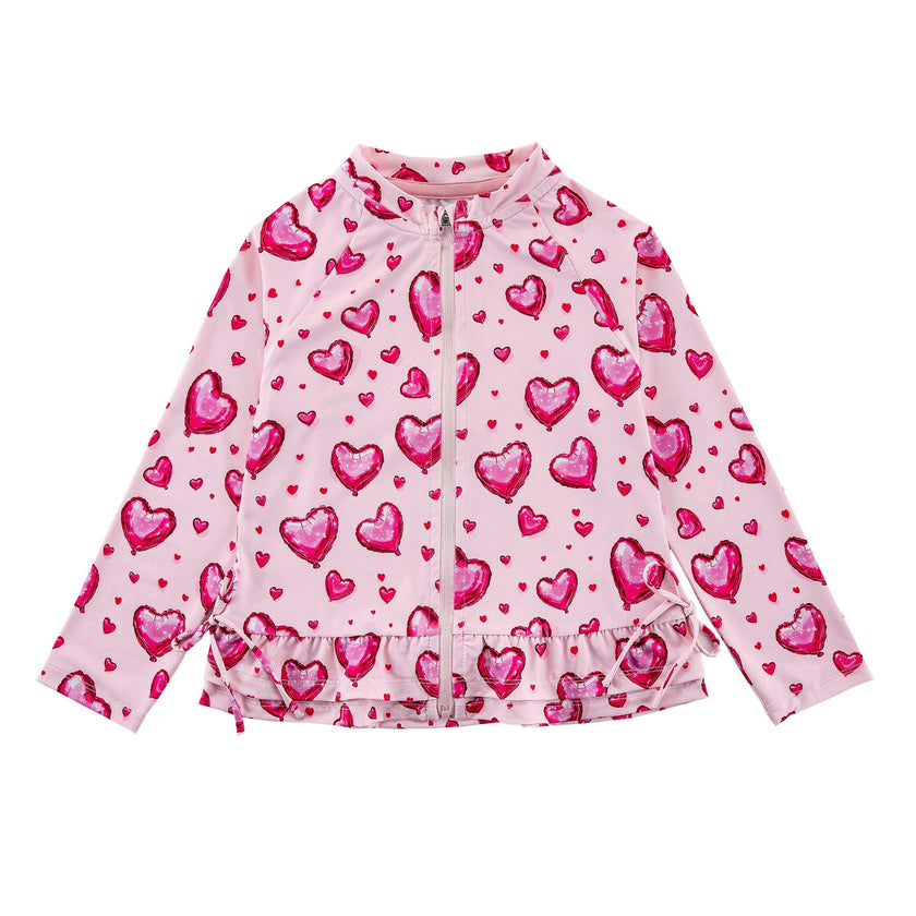 Raya UPF 50+ Ruffled Zip Up Sun Protection Jacket, Heart