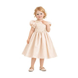 Champagne Altura Satin Bow Occasion Dress