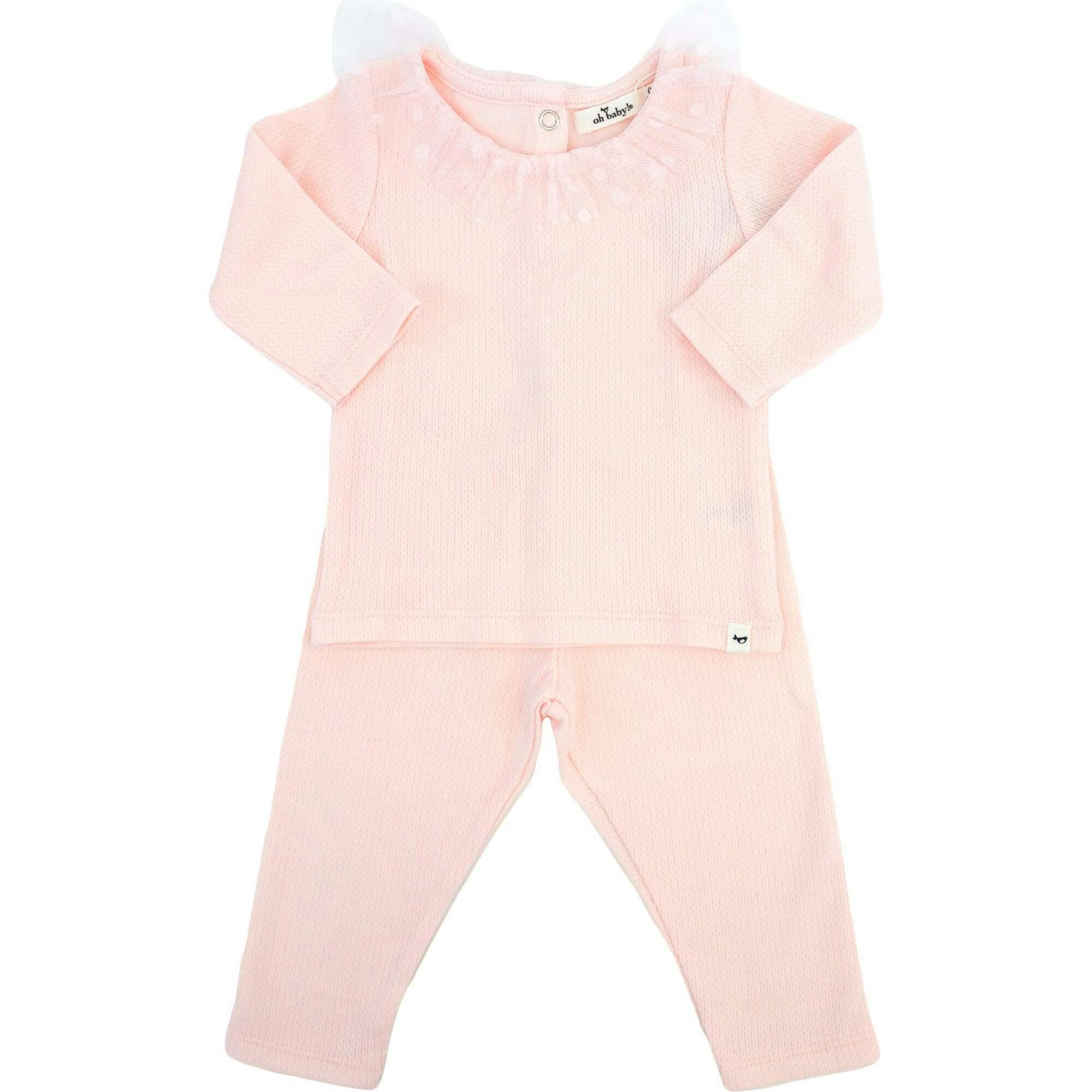 Pointelle Dotted Mesh Collar Two Piece Set