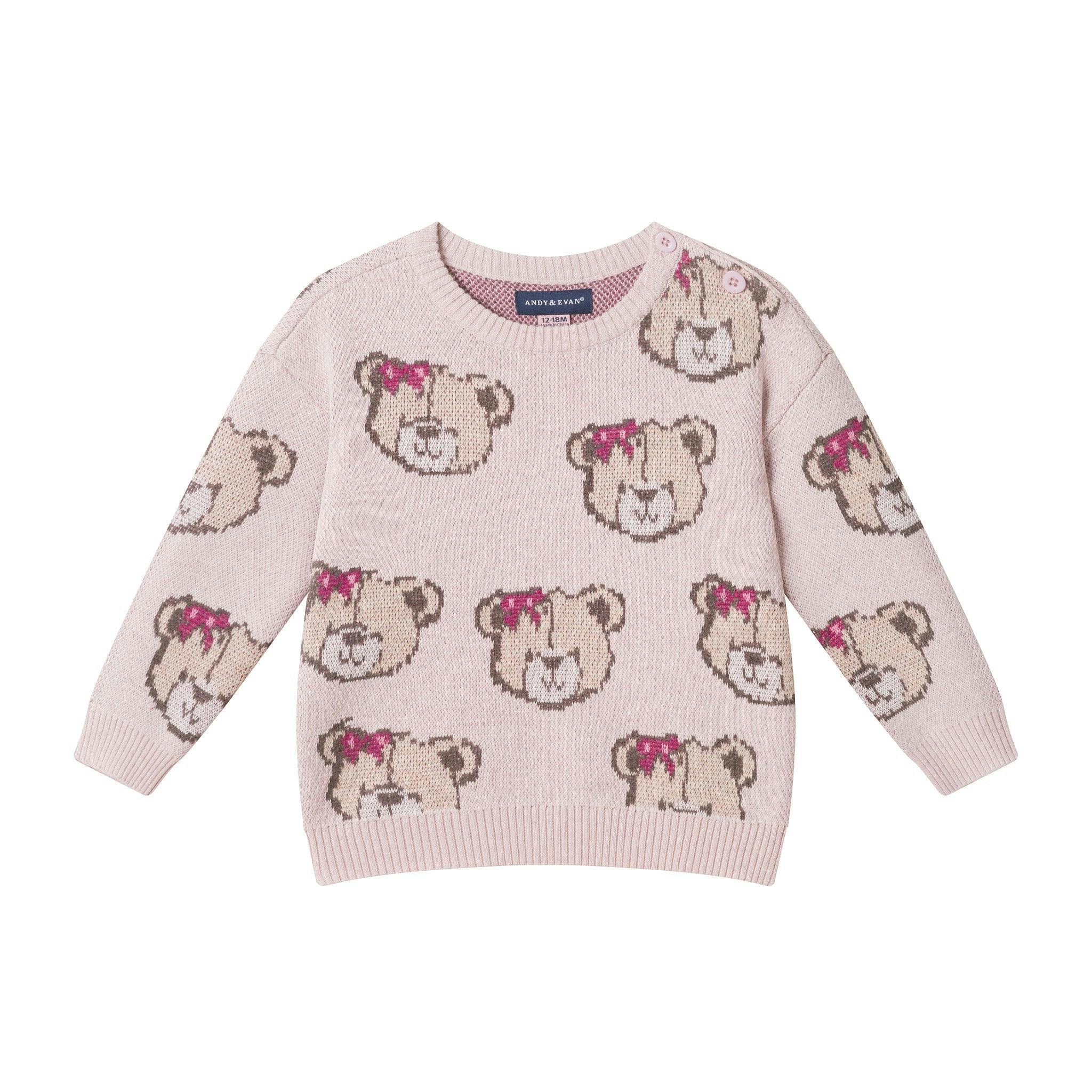 Infant (9-24M) Girls 3-Piece Sweater Set | Bears & Bows - Pink