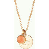 Personalized Message & Birthstone Necklace, 14k Gold Plated