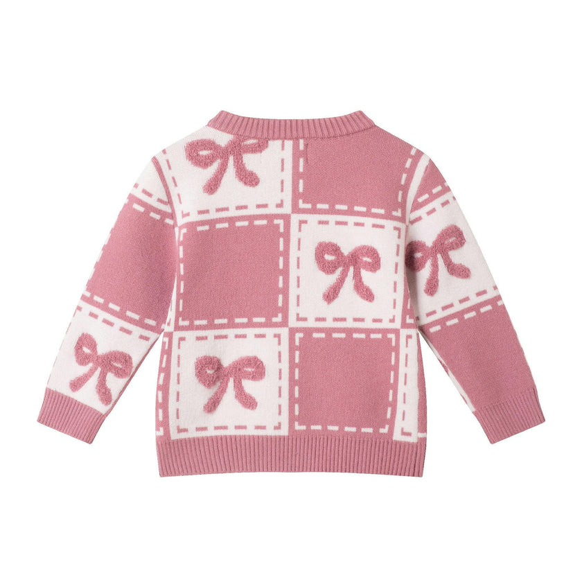 Infant Chenille Sweater Set with Headband| Pink Bows