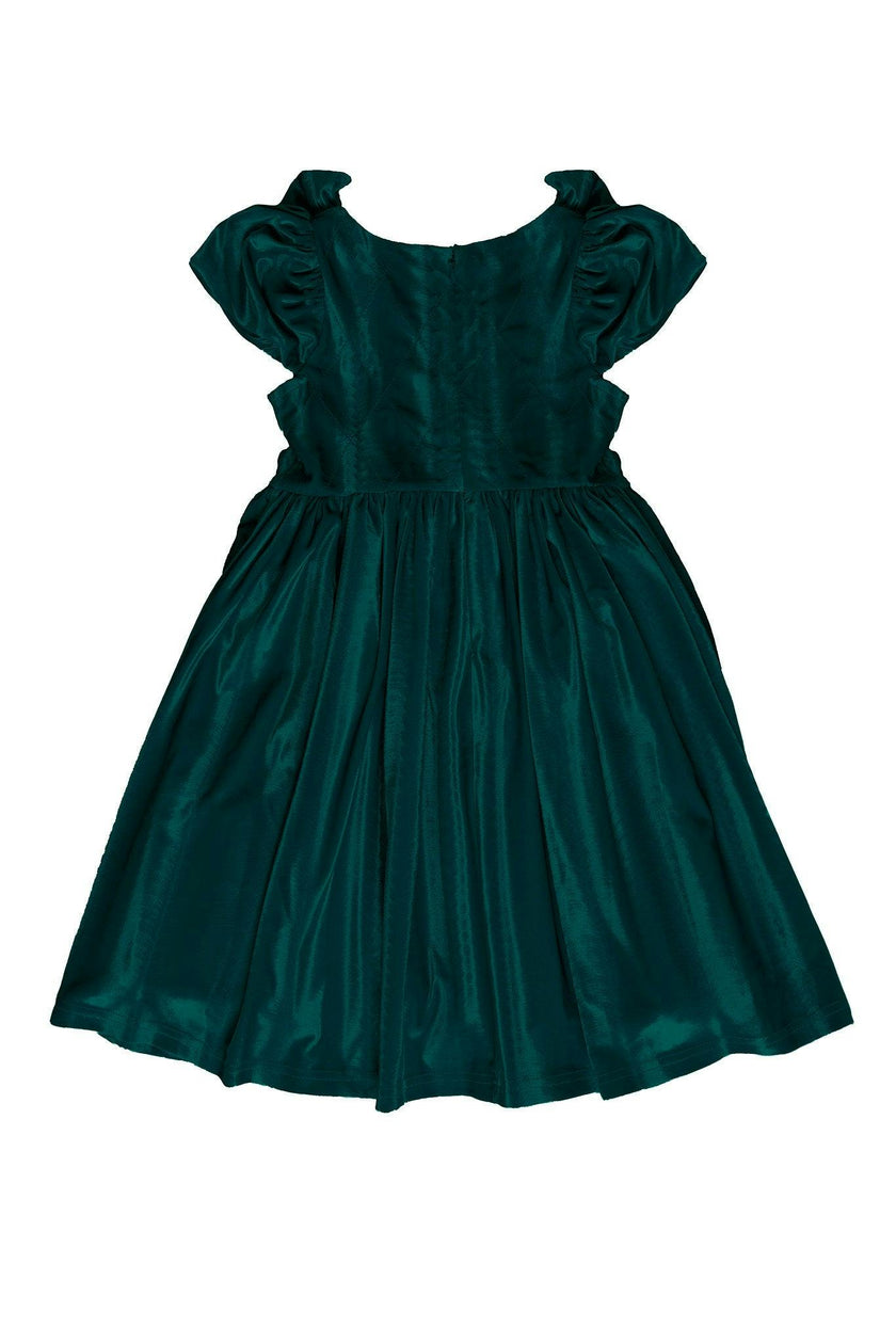 Mini Tiara Dress in Green Velvet