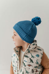 Knit Pom Hat in Stonewash