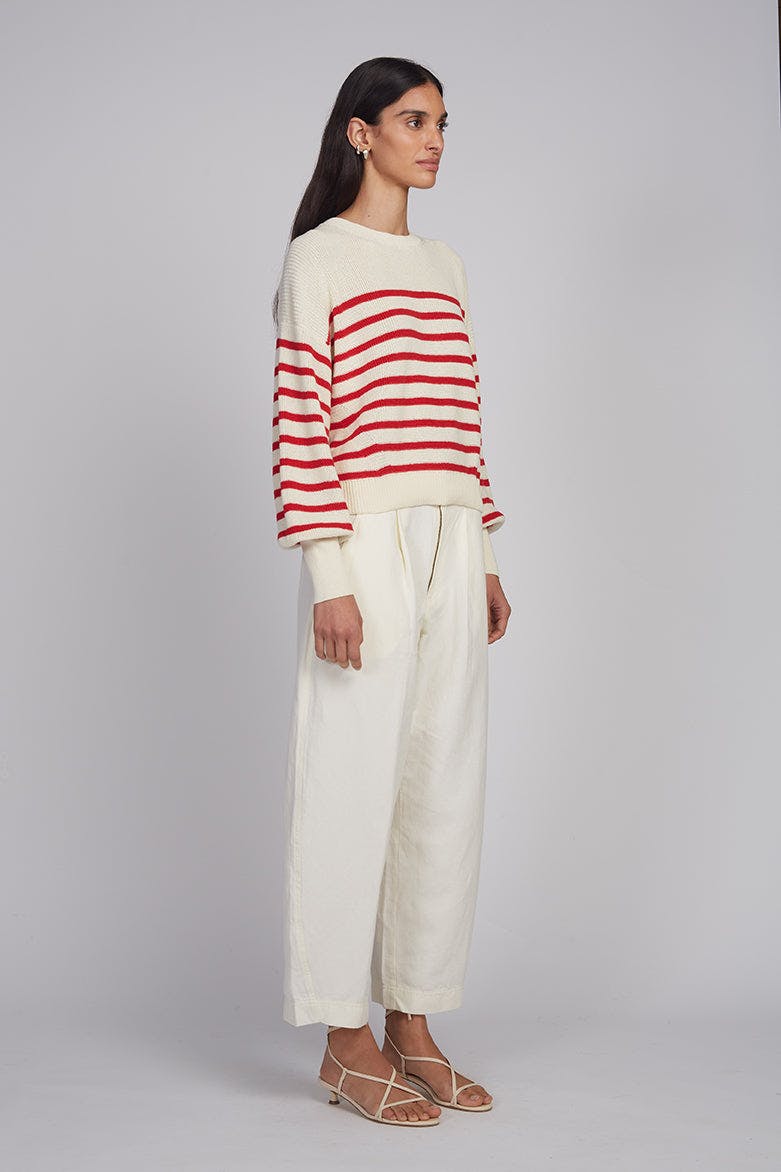LAYLA STRIPE SWEATER | IVORY + ROSSO