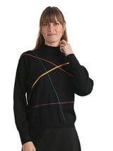 Dolman Contrast Stitching Sweater Turtle Neck