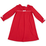 Ribbon Red - Knit Flame Resistant Long Sleeve Gown with Peter Pan Collar