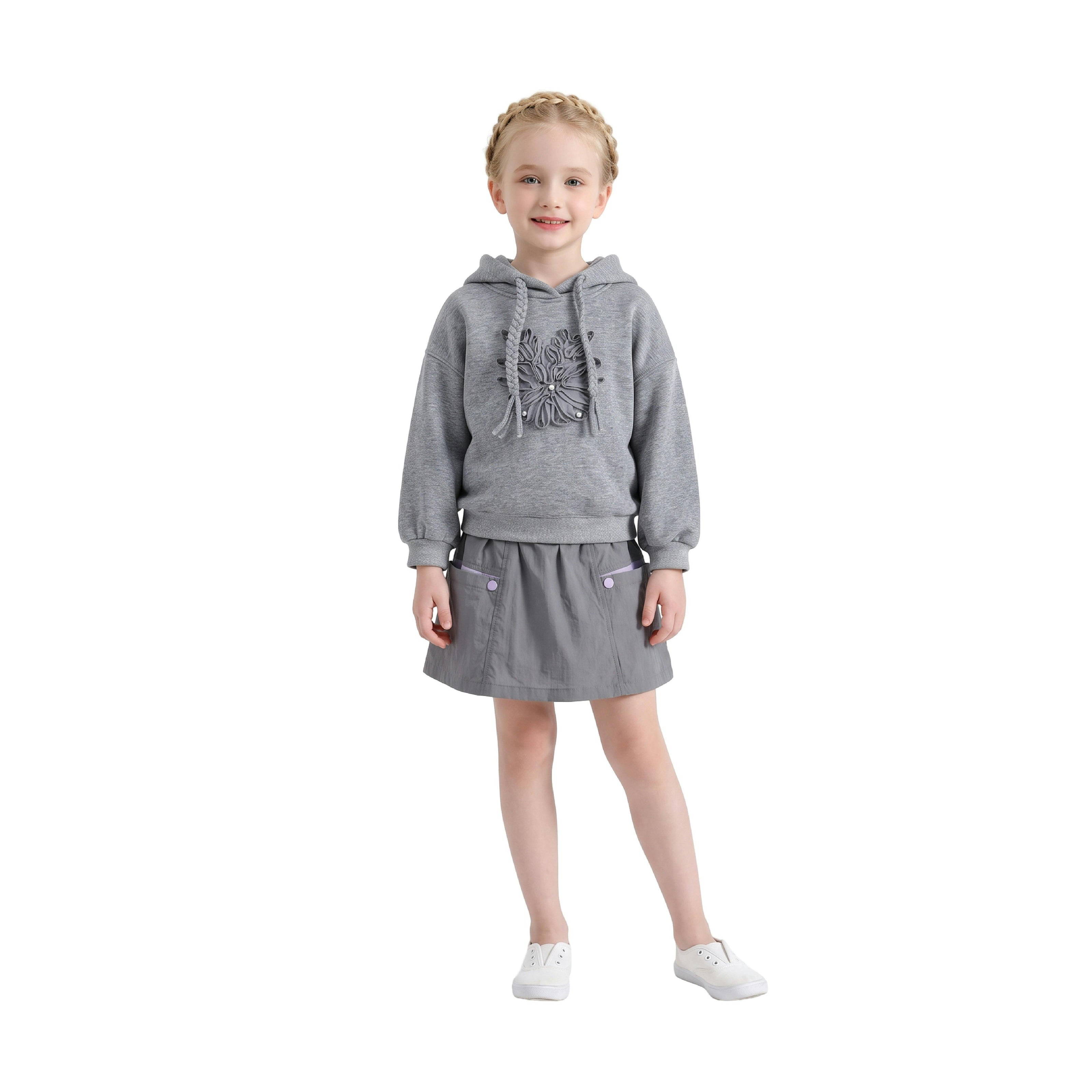 Gray Embellished Hooded Sweatshirt