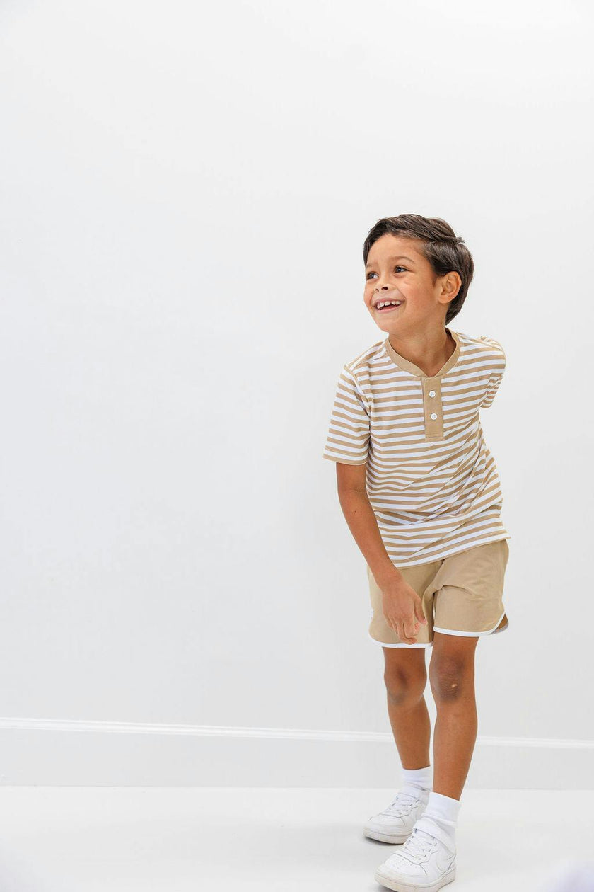 khaki/white qb stripe blade shirt