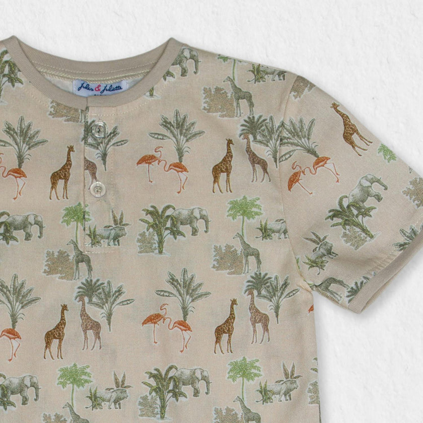Alfred Boy T-shirt Short Sleeve, Beige Jungle