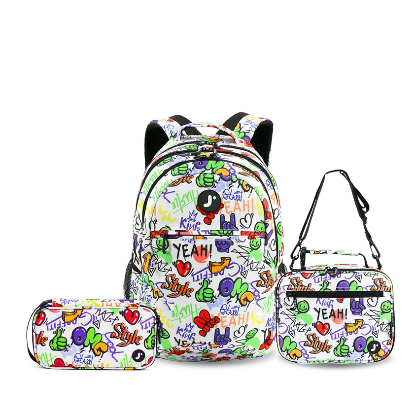 Cornelia Backpack with Lunch Bag and Pencil Case in Street Art