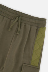 Fleece Bi-Material Sweatpants With Pockets Green