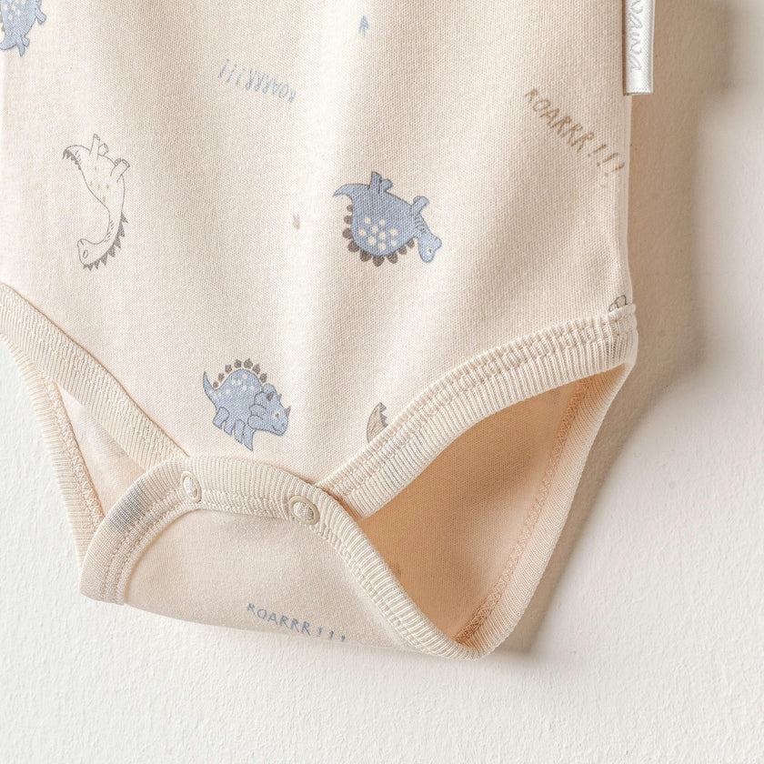 Beige and Blue Dino Bodysuits