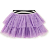 Tiered Elastic Waistband 2-Tiered Mini Tulle Skirt, Purple