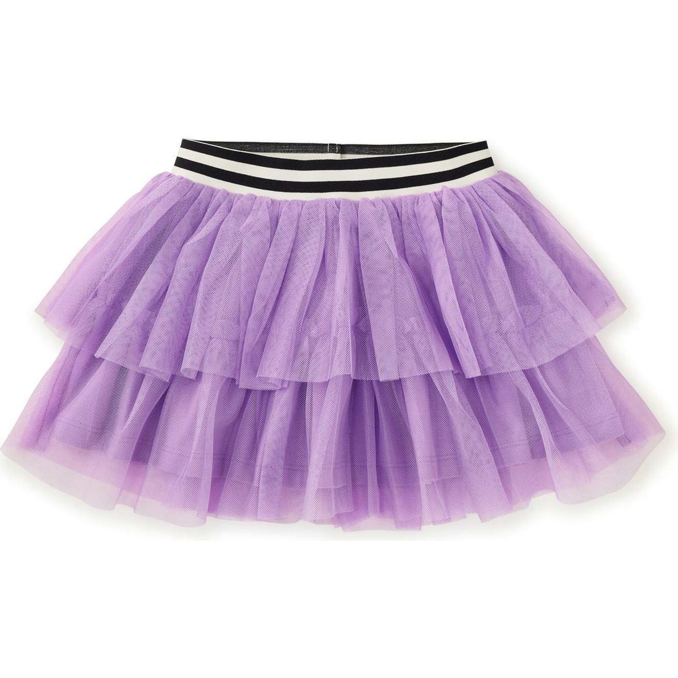 Tiered Elastic Waistband 2-Tiered Mini Tulle Skirt, Purple