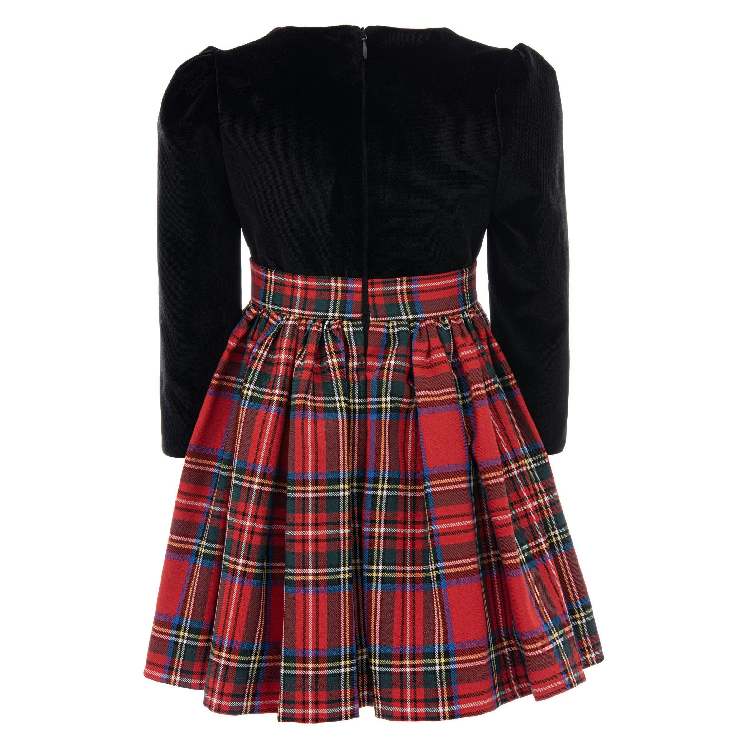Black Plaid Velvet Bow Dress – Maisonette