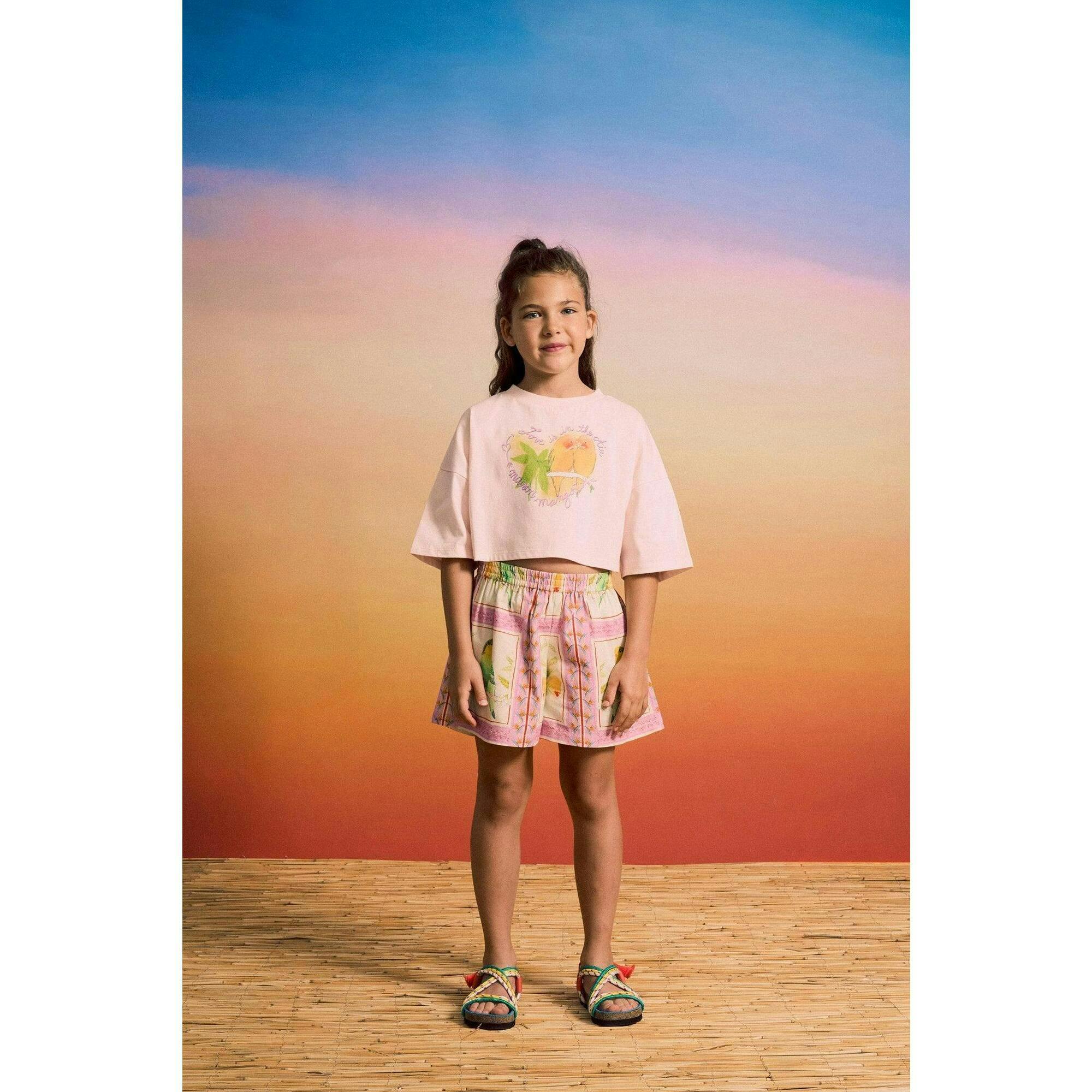 BIRDS CROP TOP BLUSH