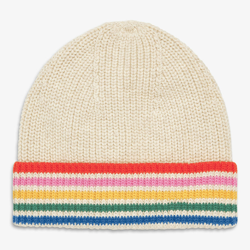 Kids cotton beanie in rainbow stripe