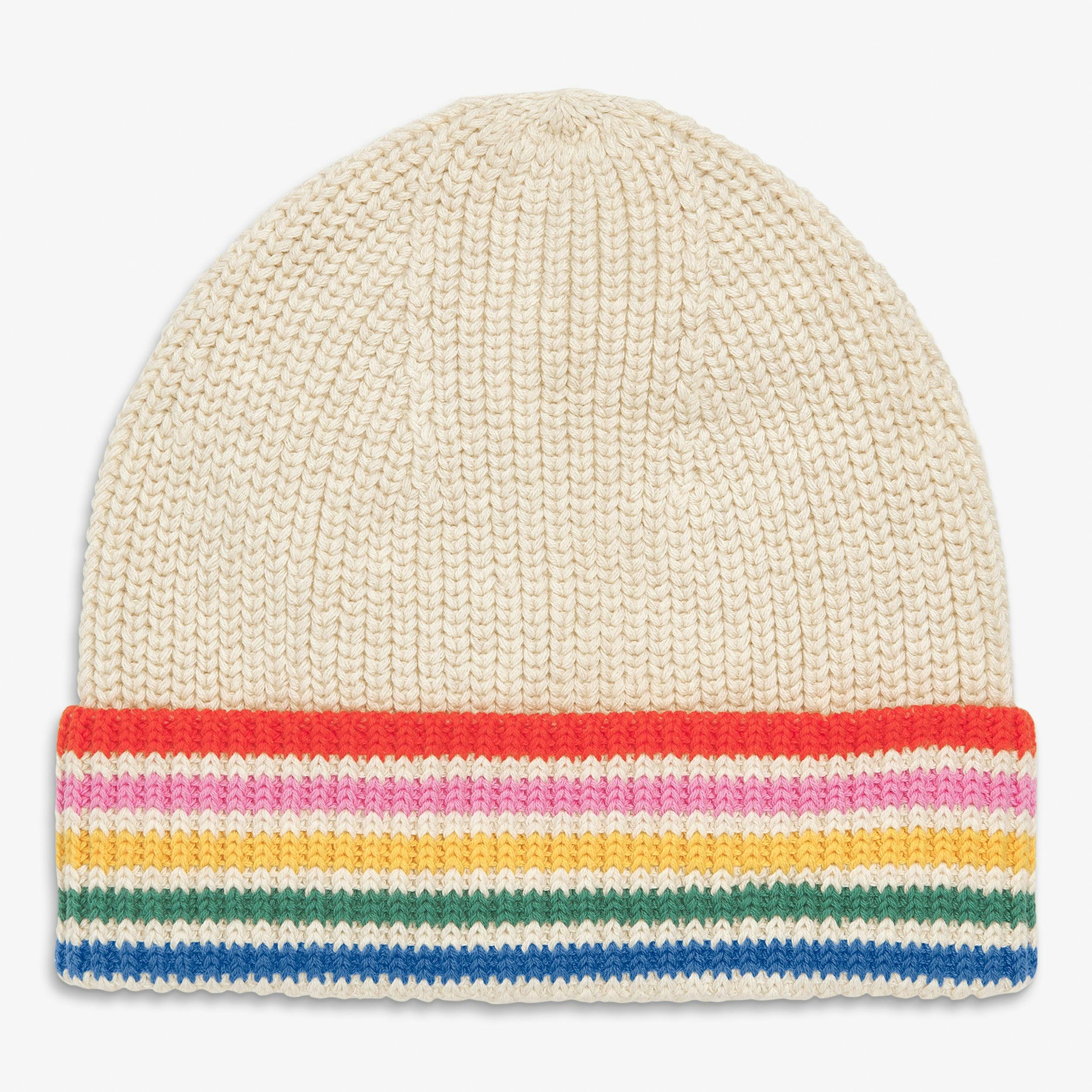 Kids cotton beanie in rainbow stripe