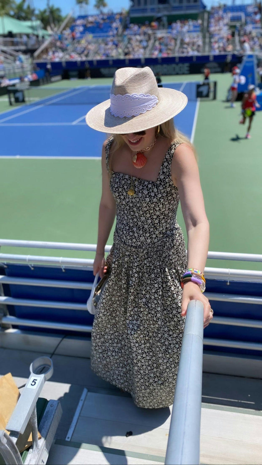 Zinnia Sun Hat - Wide & Short Red Grosgrain Ribbon