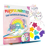 Playful Painters Easy Watercolor Painting Kit - Rainbow Cuties - 12 Cards 12 Palettes 1 Paintbrush
