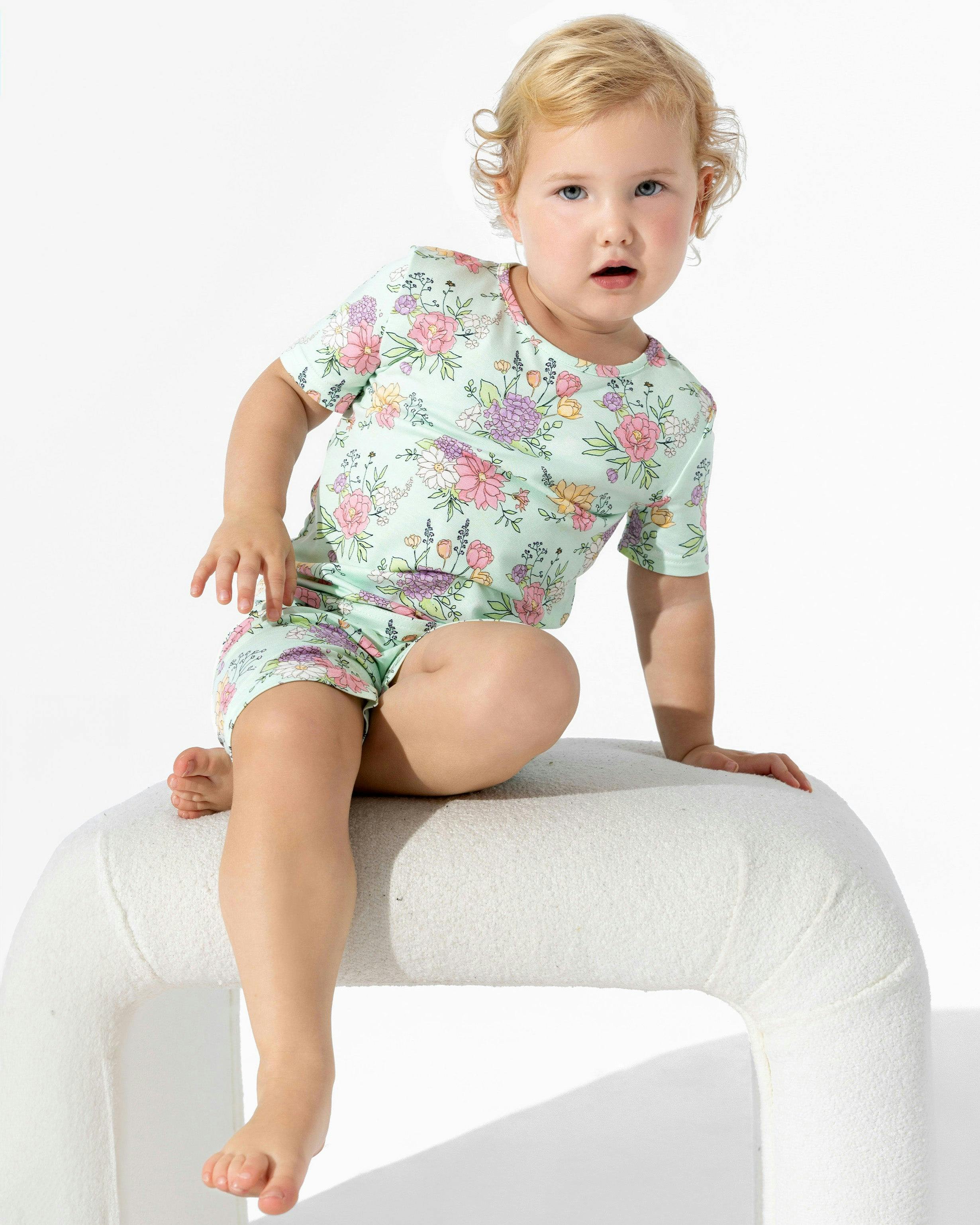 Petals & Posies Bamboo Kids Pajama Short Set