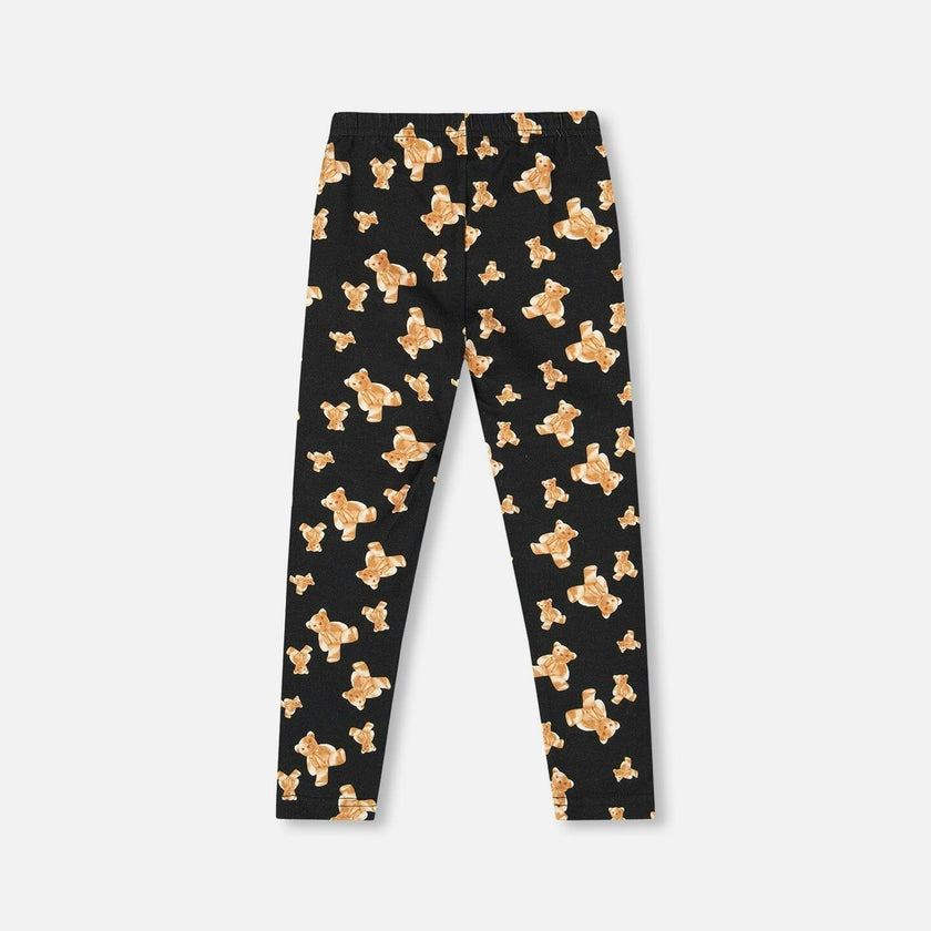 Jersey Leggings Black Teddy Print