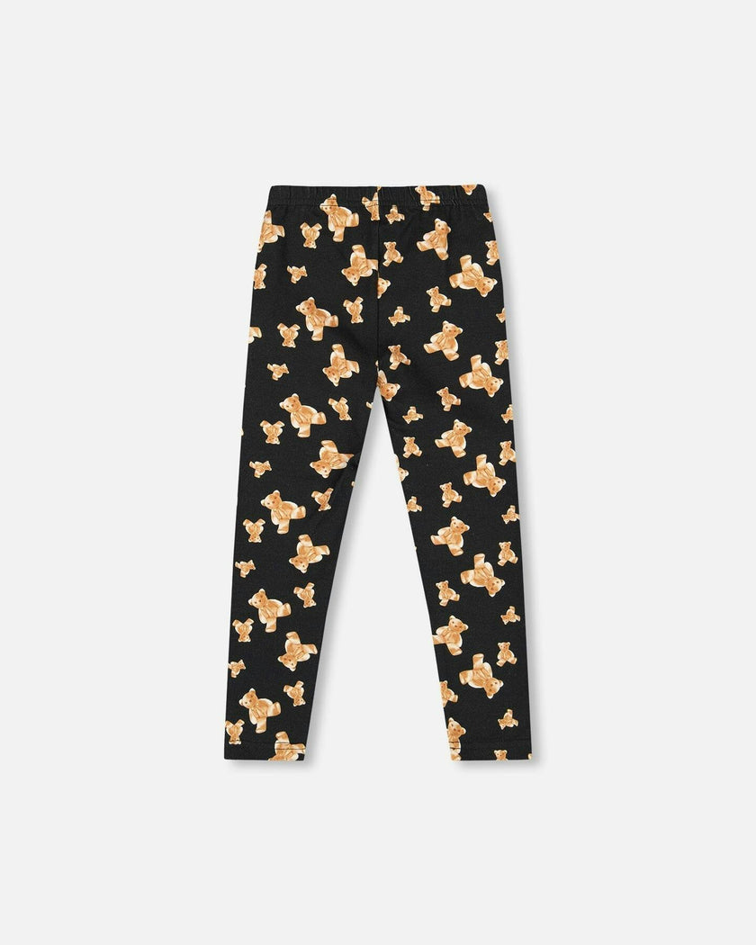 Jersey Leggings Black Teddy Print