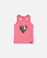 Organic Cotton Jersey Tank Top Pink With Screen Print