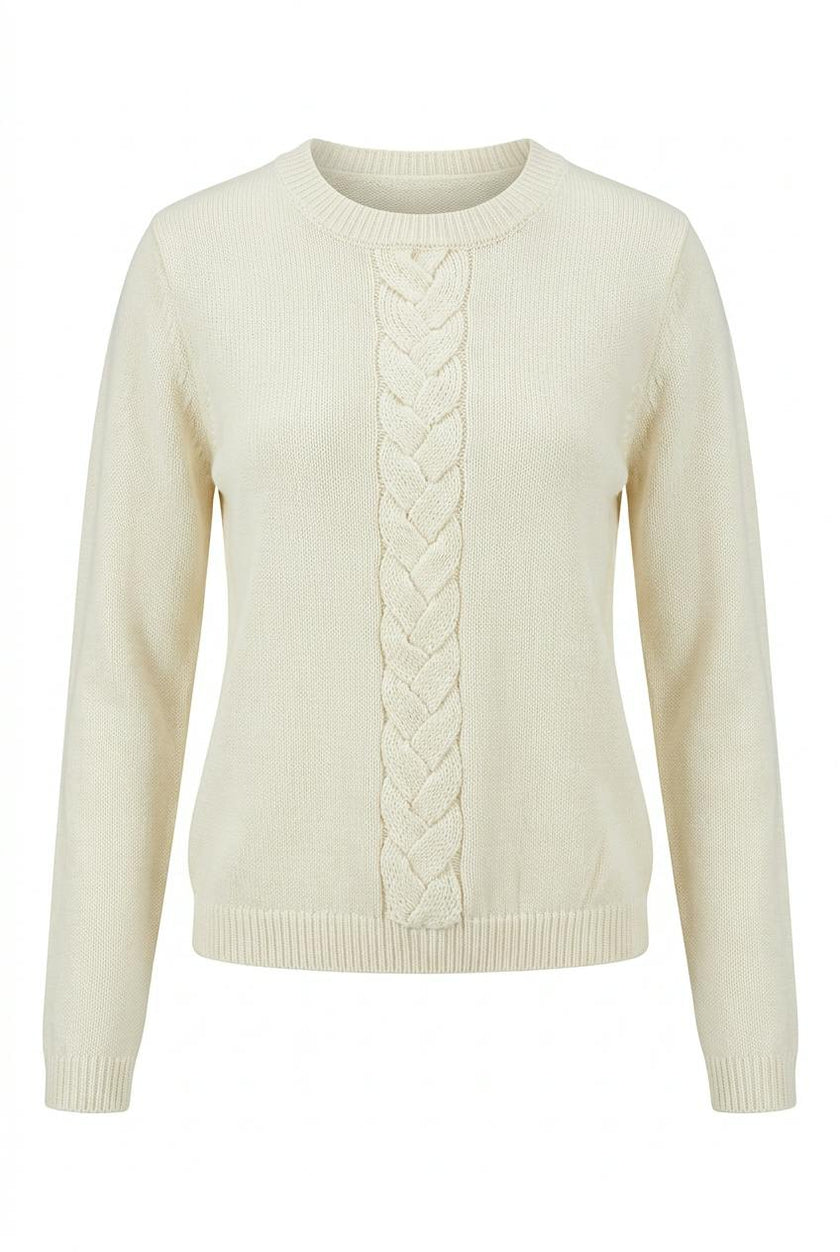 Knit Top With Braided Knit At Front
