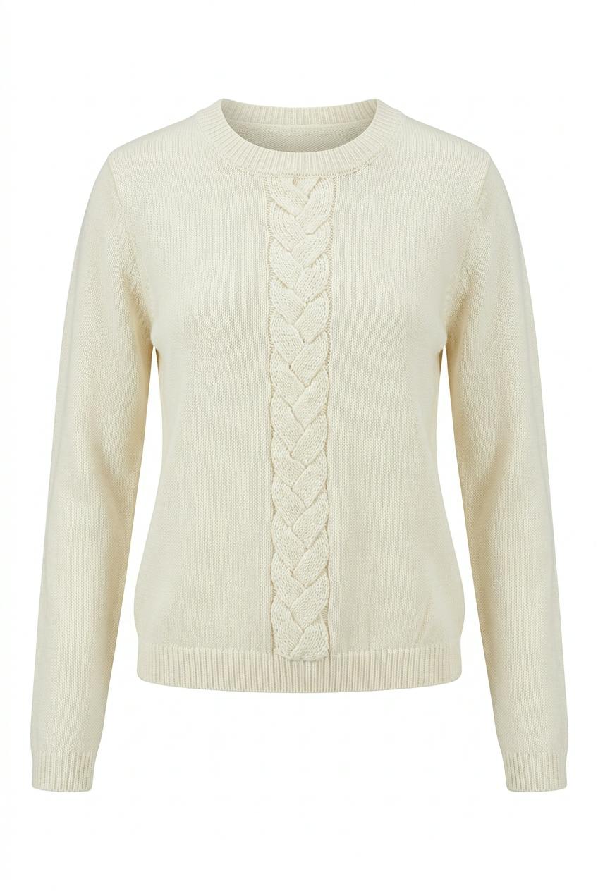 Knit Top With Braided Knit At Front