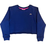 Girls Raw Hem Crew Neck Long Sleeve Crop Sweatshirts