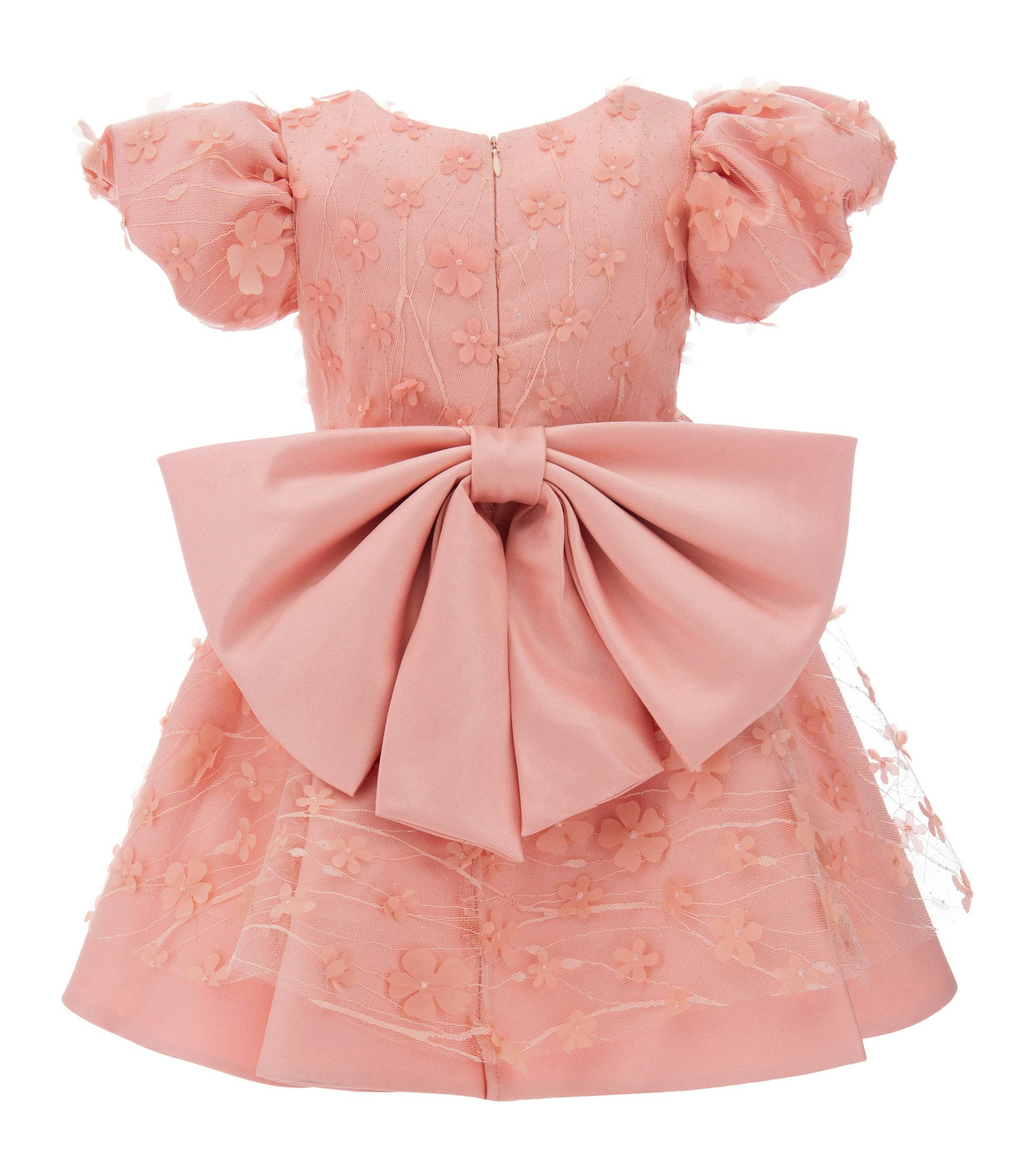 Coral Moneta Floral Bow Dress