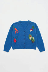 VEGETABLE KNITTED CARDIGAN BLUE